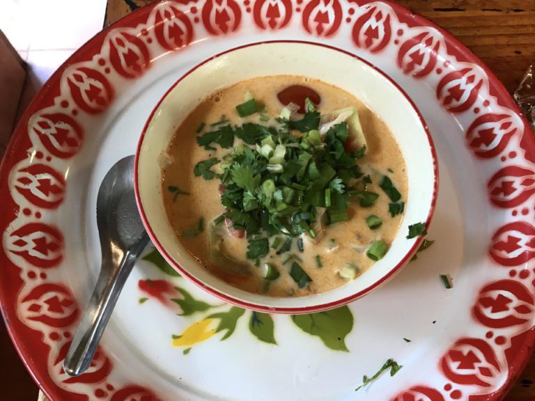 A bowl of fresh Tom Kao soup