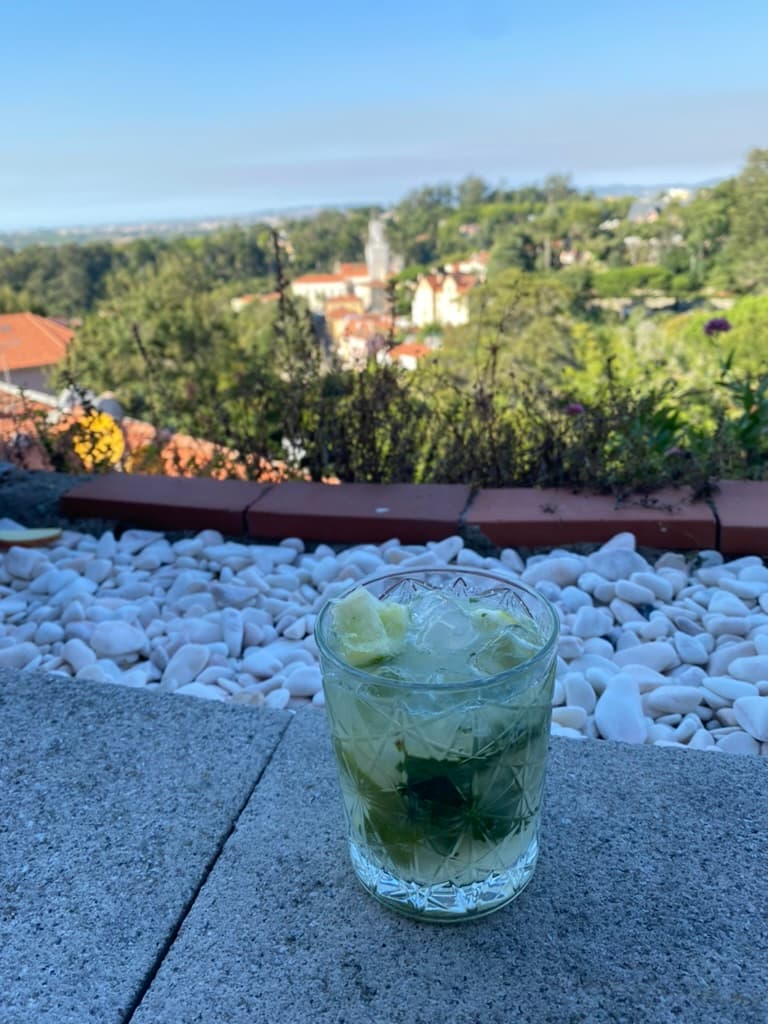 Mojito with a view of Sintra, Portugal from Sintra Terrace