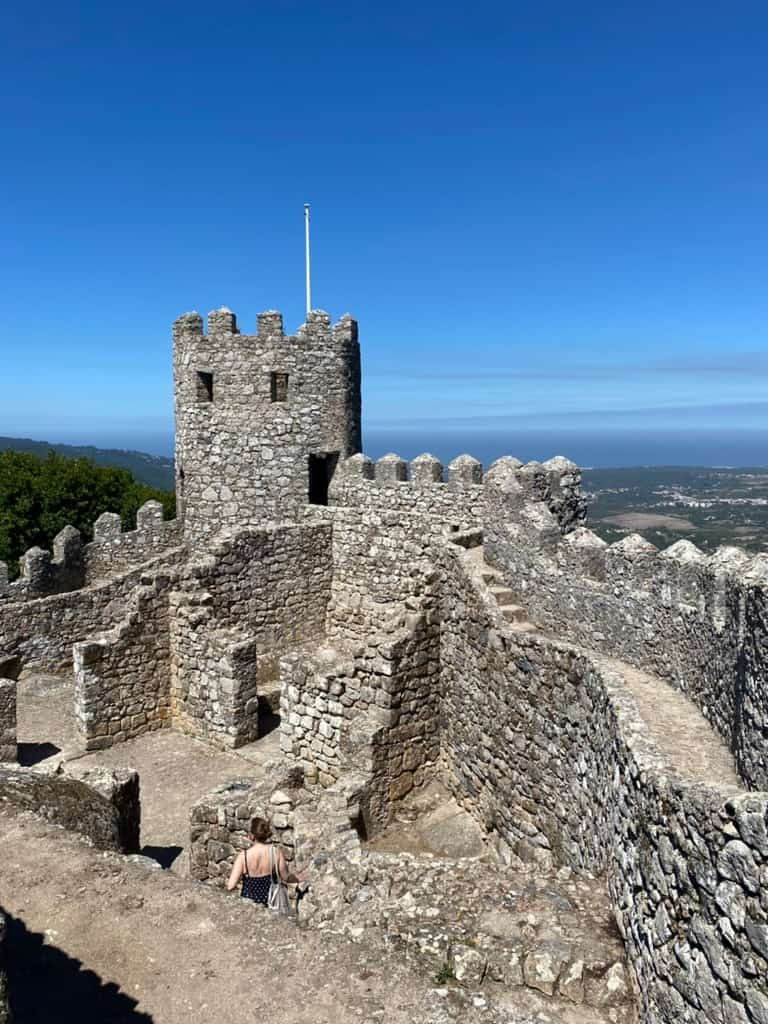 Castle of the Moors castle walls and tower in Sintra, Portugal