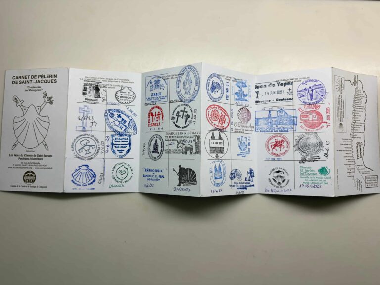 Camino de Santiago passport full of stamps