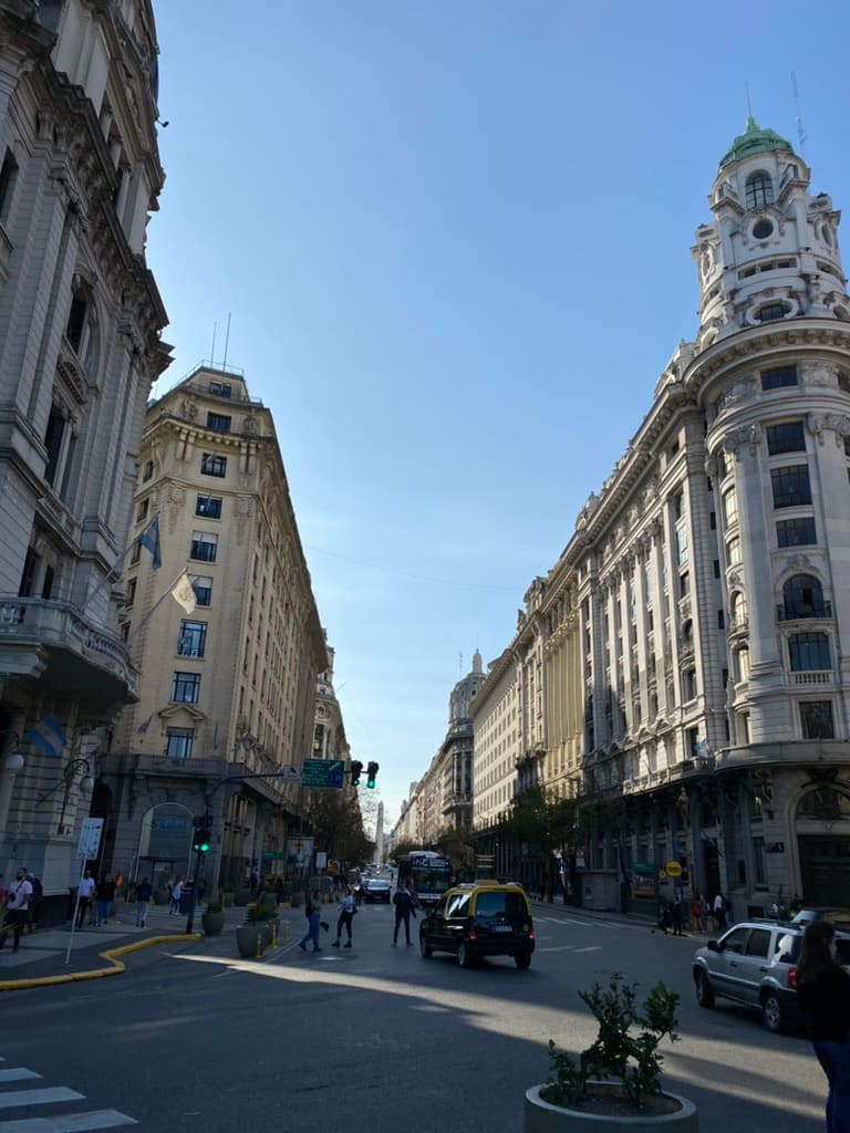 A street in Buenos Aires lined with beautiful buildings