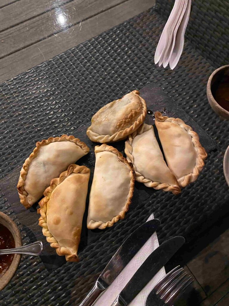 A plate with six beef empanadas in Buenos Aires