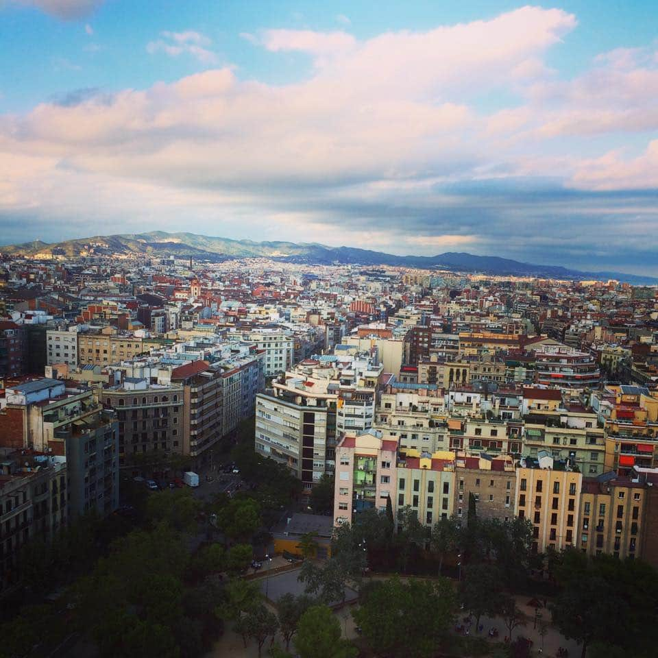 View of Barcelona from one of Sagrada Familia's towers.