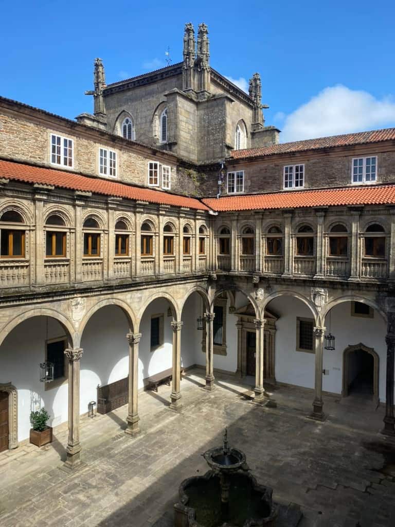 Courtyard at the Parador Hotel in Santiago de Compostela, Spain