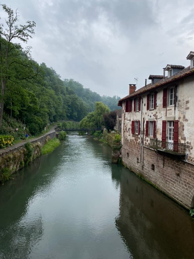 River running through Saint-Jean-Pied-de-Port, France at the start of the Camino Francés