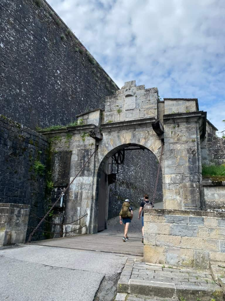 Old city wall entrance to Pamplona Spain.